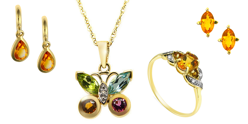 A selection of Ivy Gems Citrine jewellery set in 9ct Yellow Gold