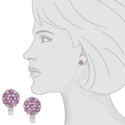 Ivy Gems Sterling Silver Pink Sapphire Earrings