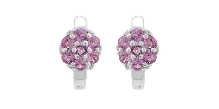 Ivy Gems Sterling Silver Pink Sapphire & Diamond Earrings