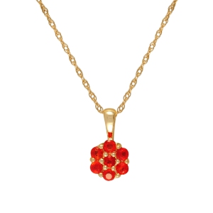 Fire Opal Cluster Pendant 9ct Yellow Gold