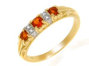 Fire Opal and Diamond Gold Ring