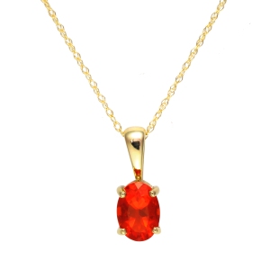 Yellow Gold Oval Fire Opal Pendant