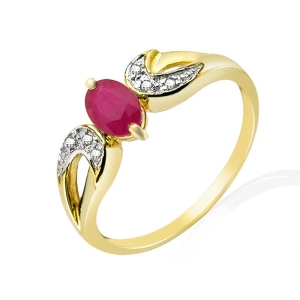 Ivy Gems 9ct Yellow Gold Oval Ruby Diamond Ring  Sizes N & P - 59-61% OFF RRP