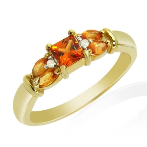 Ivy Gems 9ct Yellow Gold Orange Sapphire and Diamond Ring sIZES N & P  - 58-59% OFF RRP