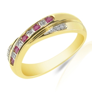 Ivy Gems 9ct Yellow Gold Ruby and Diamond Wrapped Eternity Ring Sizes M & P - 56-58% OFF RRP