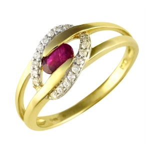 Ivy Gems 9ct Yellow Gold Eliptcial Ruby & Diamond Ring