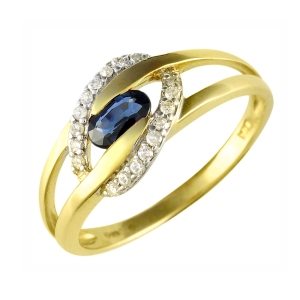 Ivy Gems 9ct Yellow Gold Eliptcial Sapphire & Diamond Ring