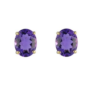 Ivy Gems 9ct Yellow Gold Oval Amethyst Stud Earrings 