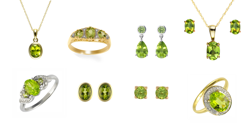 Selection of Ivy Gems Peridot jewellery set in 9ct Yellow Gold
